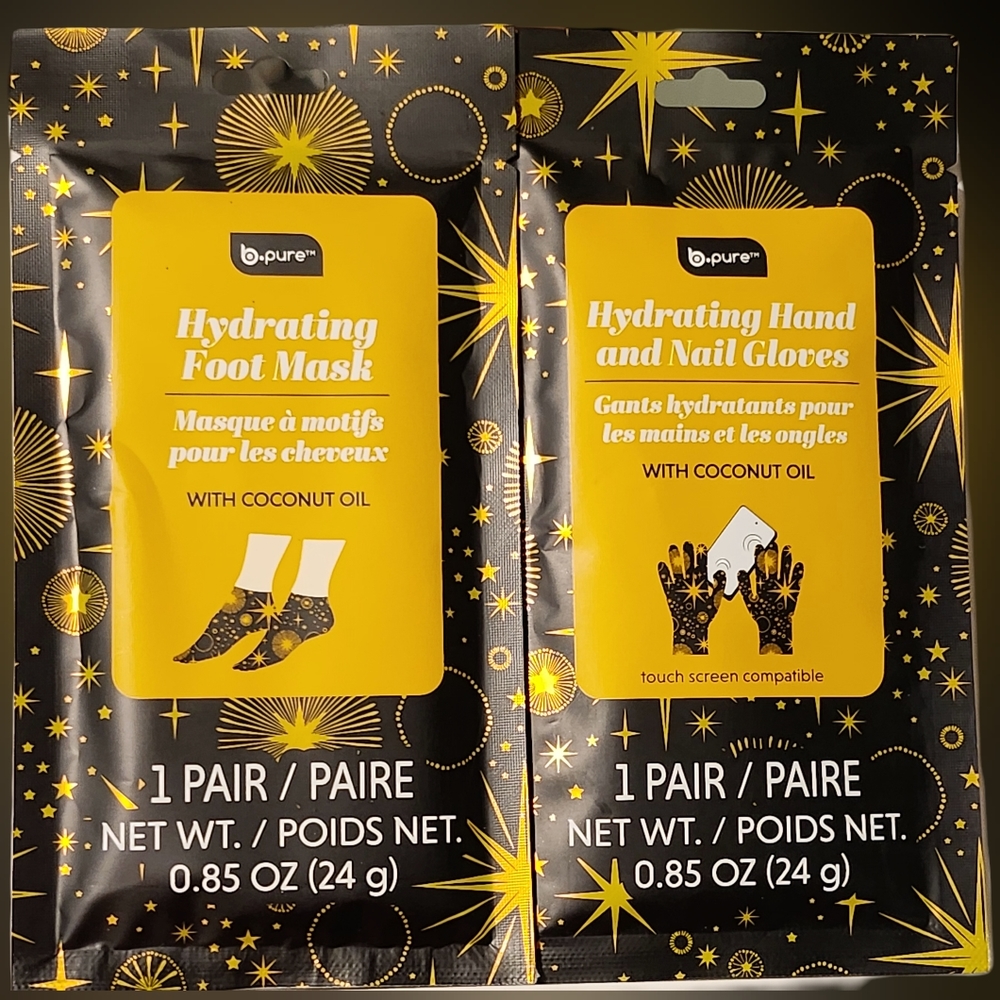 NWT SET OF 2 B•PURE HYDRATING MASKS: FOOT + HAND AND NAILS!